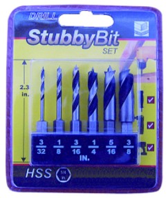 6 PC Woodworking Drill Bits with Hex Shank Set ( stubby bits)