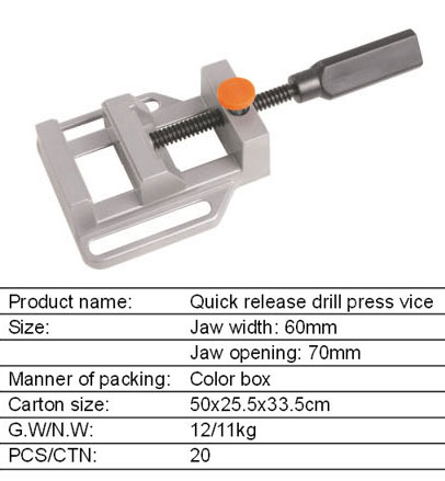 Quick release drill press vice