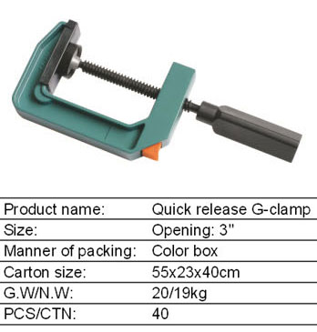 Quick release G-clamp