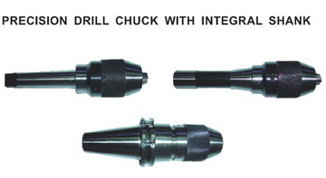 Precision drill chuck with integral shank