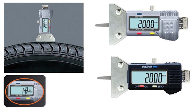 Digital tire tread depth gauges